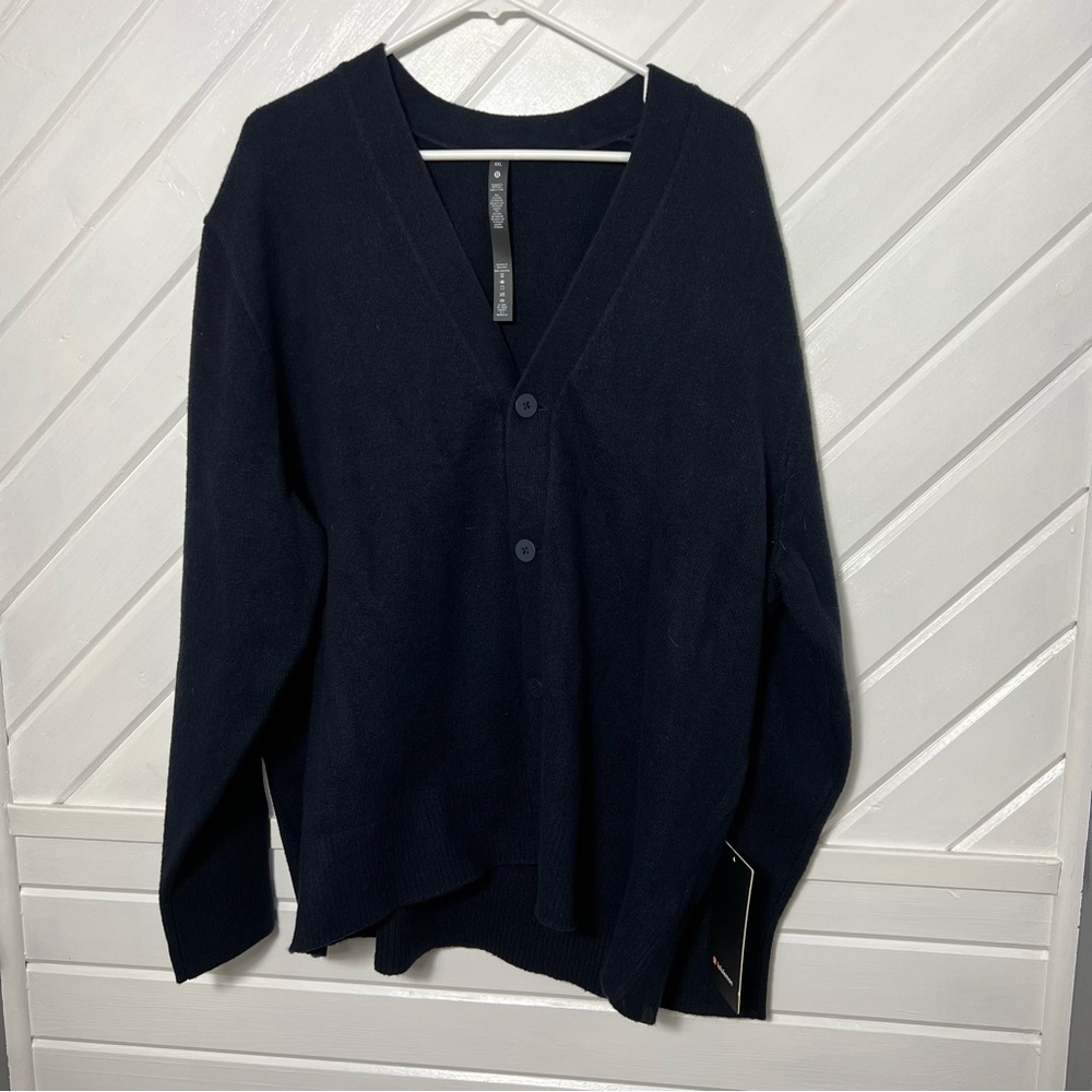 ** Merino Wool-Blend Cardigan classic navy XXL - Picture 1 of 4